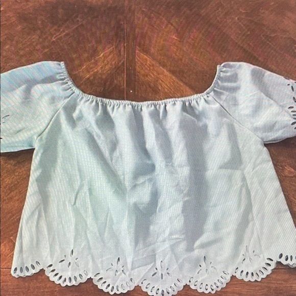 Light Blue Off-Shoulder Top - Picture 1 of 1